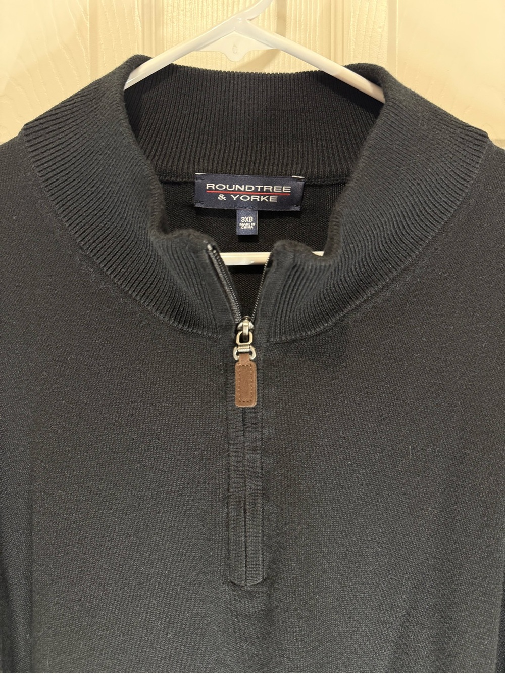 Roundtree & Yorke Men’s 3XB Black Quarter Zip Pullover Sweater Big & Tall